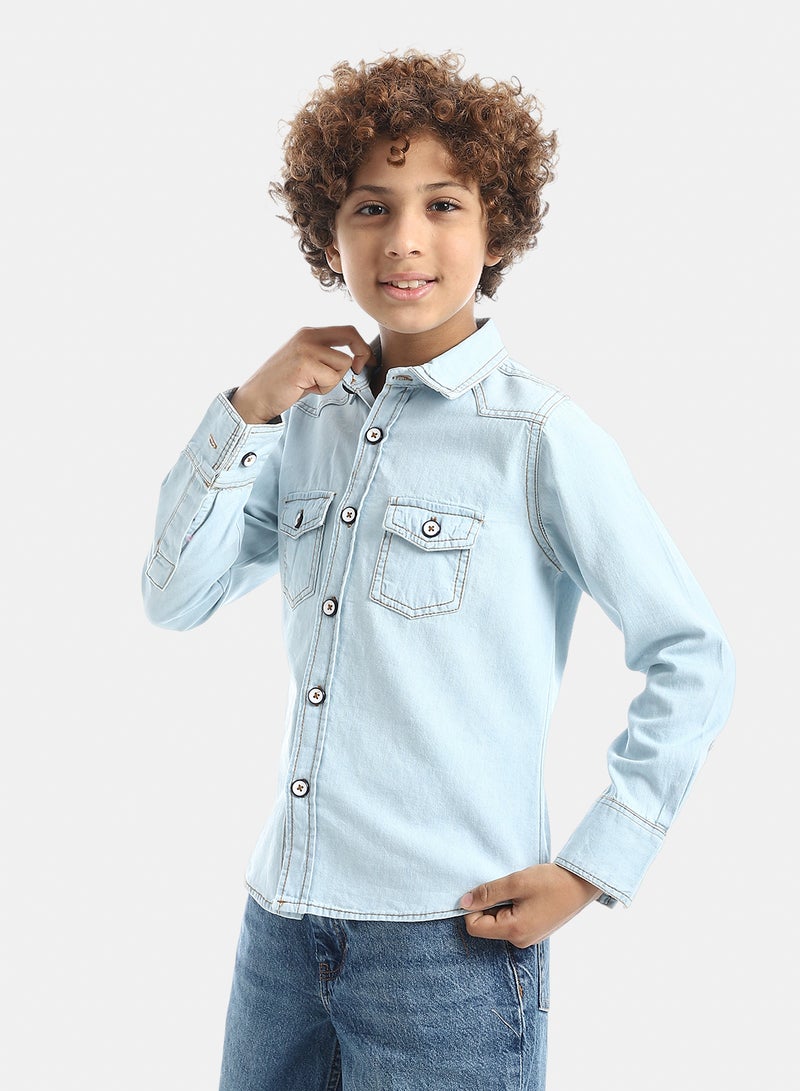 Andora Casual Long-Sleeve Boy's Shirt_light blue - Image 2